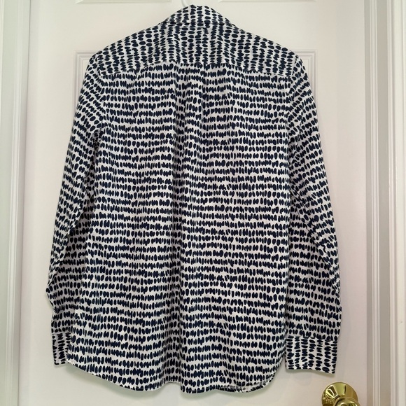 Banana Republic Dillon Shirt Button-Up White Blue Dots Size Small - Picture 2 of 8